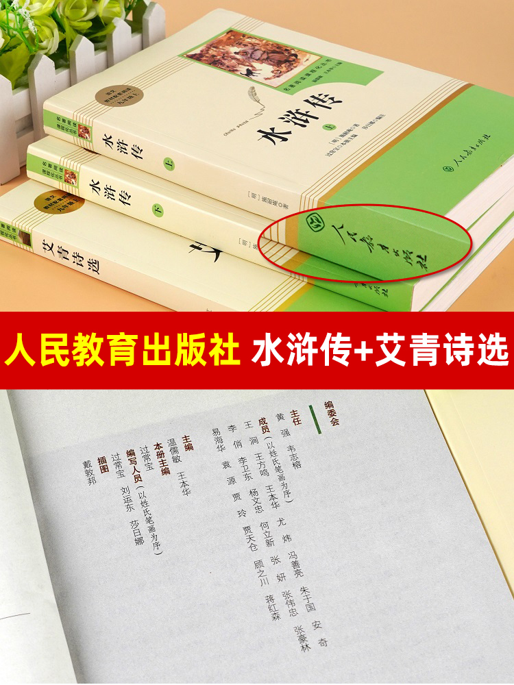 艾青诗选和水浒传 原著正版完整版人民教育出版社九年级必读名著人教版初中生全套配套 9上册初三学生课外阅世说新语课外阅读书籍 - 图0