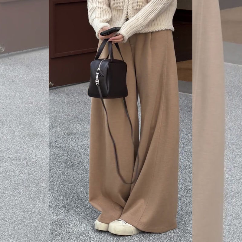 韩系一整套ootd穿搭2026年春季华夫格米杏色针织开衫阔腿裤套装女,淘宝优惠券,粉丝福利购,淘宝优惠卷