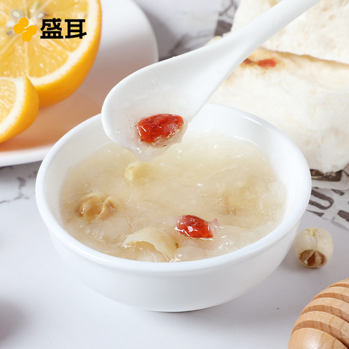 盛耳 冻干免煮银耳羹6包冲泡即食速食代餐冻干莲子百合银耳汤干货 - 图2