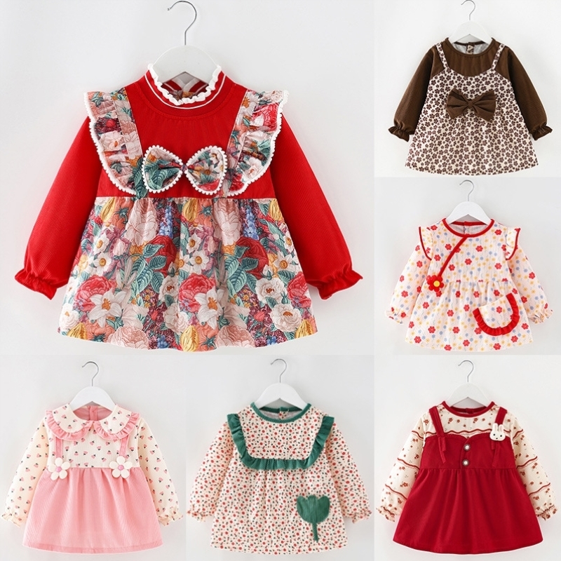 Baby girl smock outer wear princess dress autumn and winter baby bib bib waterproof anti-dirty reverse wearing rice pocket apron