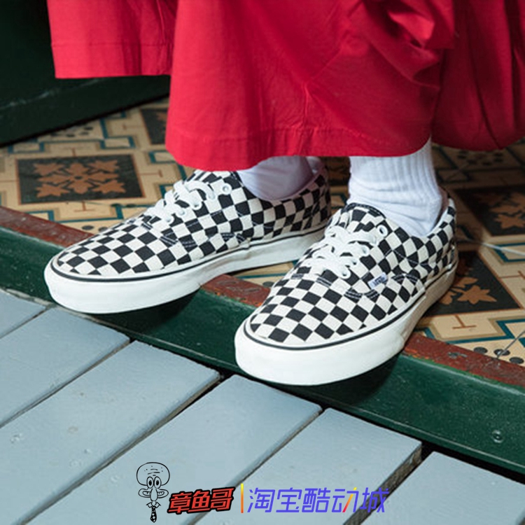 章鱼哥 VANS ERA十盎司低帮棋盘格低帮男女帆布鞋VN0A4BV4R6R - 图1