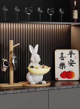 轻奢进门收纳摆件高级小众开放格壁龛艺术软装客厅酒柜电视柜摆设