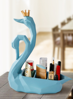 简约轻奢天鹅桌面收纳盒摆件