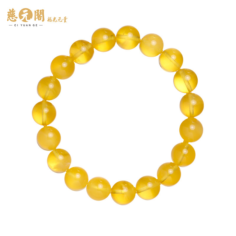 慈元阁开光金珀蜜蜡金绞蜜天然手链 慈元阁手链