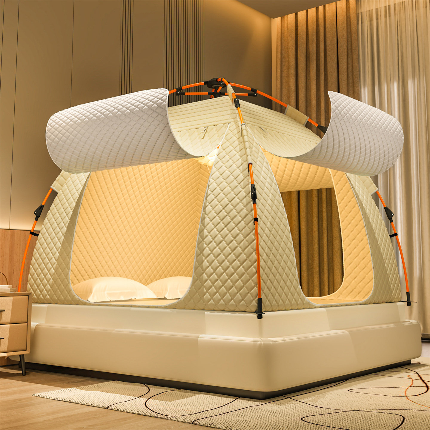 冬季保温帐篷免安装一键成型室内保暖蚊帐蒙古包夹棉防风钓鱼帐蓬,淘宝优惠券,粉丝福利购,淘宝优惠卷