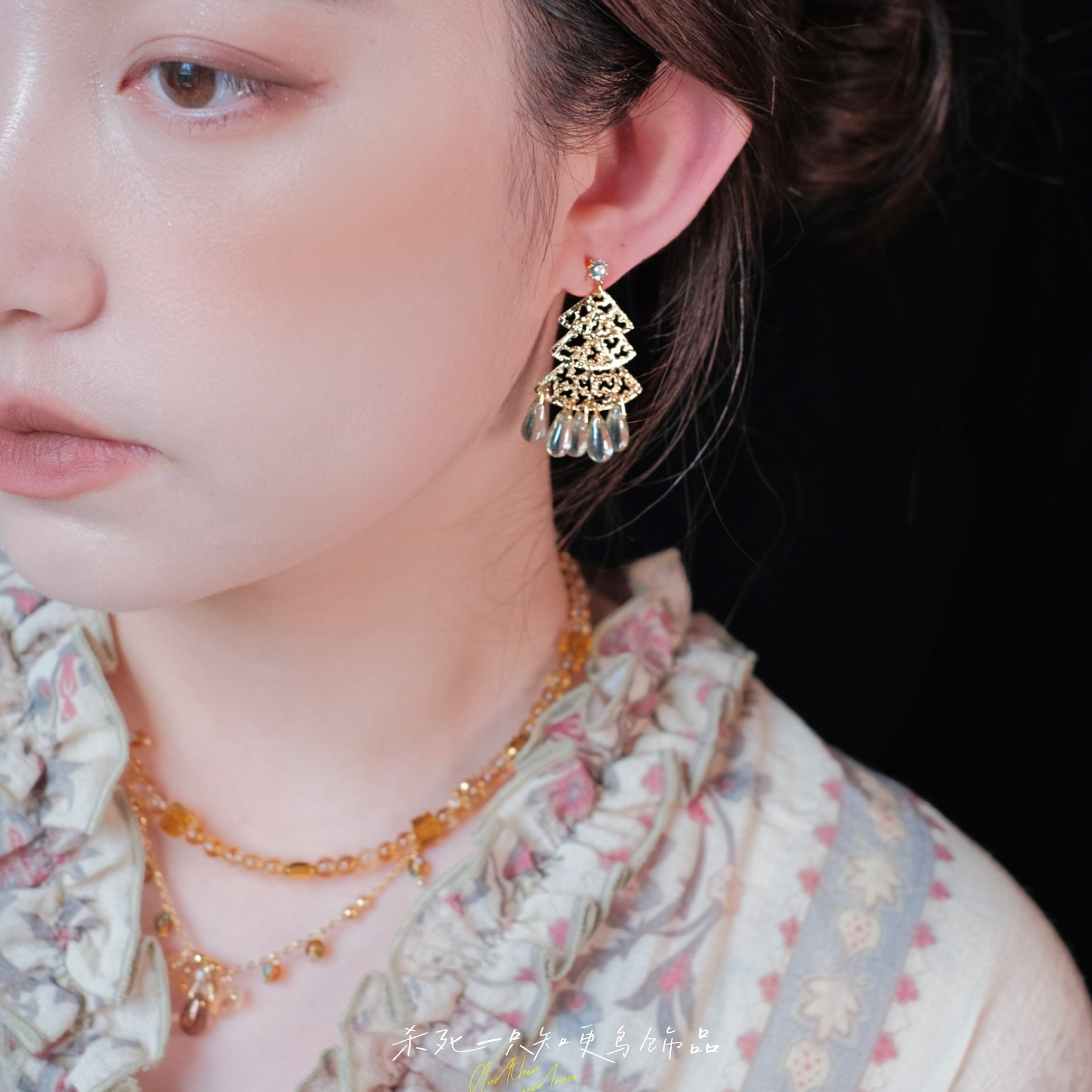 《丛丛青山》原创复古国风民族图腾水滴小众清冷感耳环耳夹女耳饰,淘宝优惠券,粉丝福利购,淘宝优惠卷