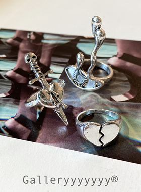 Gallery男女爱心流泪暗黑风戒指