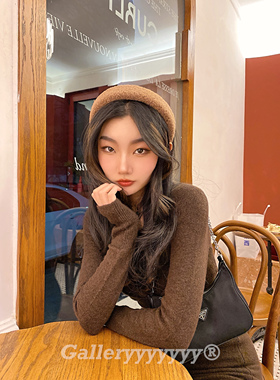 gallery韩国羊羔毛毛线绿色发箍