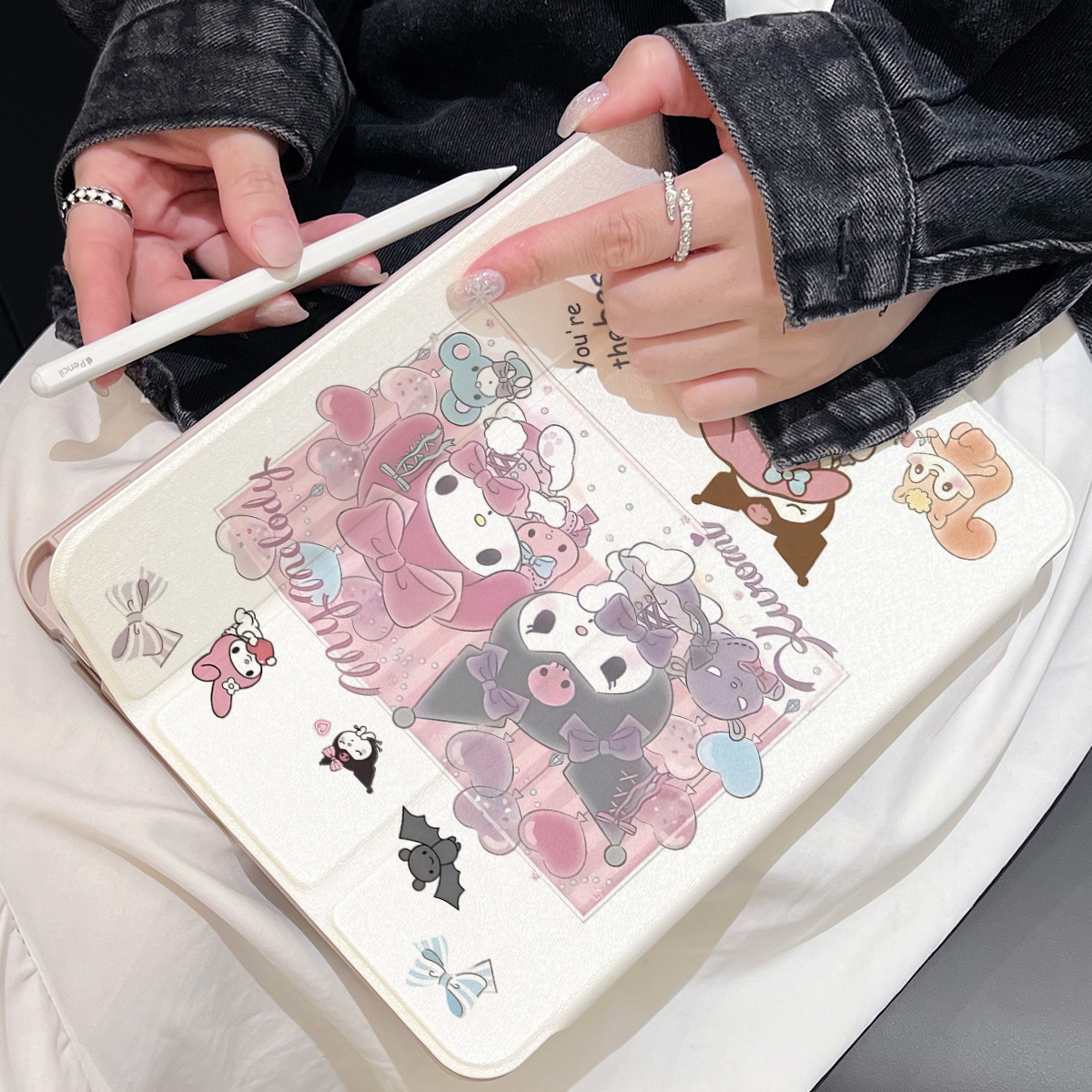 超创意【360旋转】适用ipad11a16平板保护套pro11笔槽2021款10.2寸女美乐蒂第10代10.9亚克力air45三折mini67 - 图3