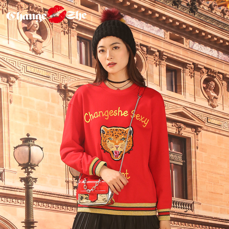 千细2020春装新品潮流套头绒衫卫衣 changeshe卫衣/绒衫