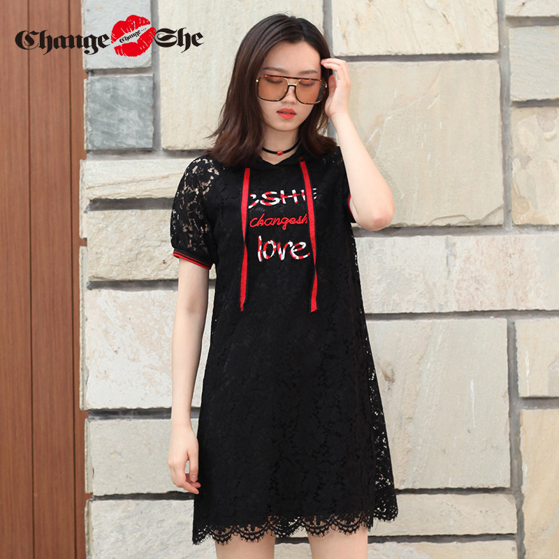 千细change she2020新款蕾丝连衣裙 changeshe连衣裙