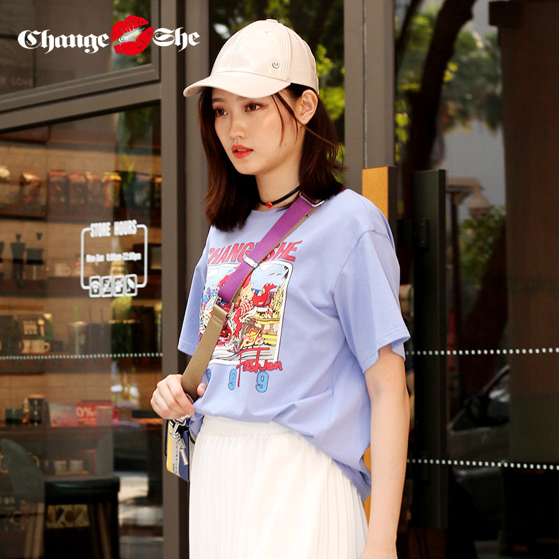 千细change she2020新款印花女t恤 changesheT恤