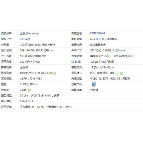全新原装LTM230HL07 LTM230HL08 LTM230HT12 LTM230HT11/HT10屏幕 - 图3
