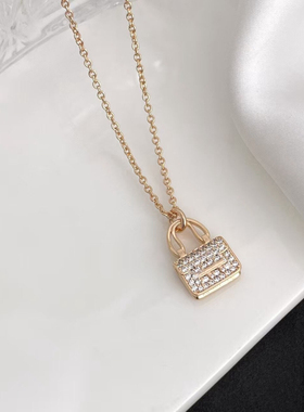 满钻康康包项链女款2025新款925银镀18k玫瑰金轻奢小众高级感颈链