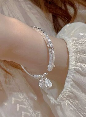 吉言宫铃铛银手镯女纯银新中式古风筷子镯开口足银镯子年轻款小众