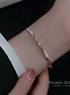 925纯银莫比乌斯环手镯女ins小众设计手链高级感2022年新款潮夏季