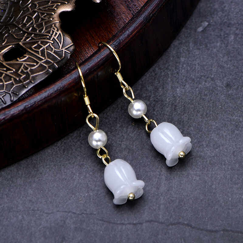 简约百搭郁金香花朵耳环甜美气质设计师款个性长款纯银耳饰显脸瘦,淘宝优惠券,粉丝福利购,淘宝优惠卷