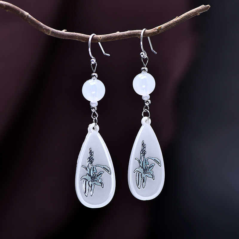 原创设计古风汉服旗袍配饰纯银耳环女长款水滴形清冷感气质耳坠仙,淘宝优惠券,粉丝福利购,淘宝优惠卷