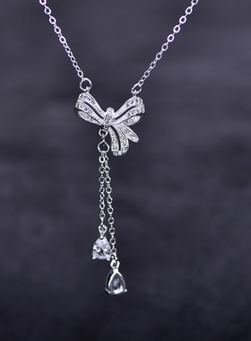 999纯银项链四叶草狐狸猫眼石吊坠精致优雅轻奢防过敏时尚原创仙