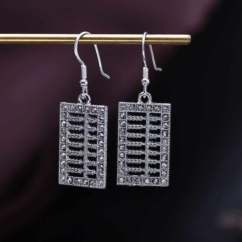 欧美日韩新款气质可爱大气算盘吊坠耳环个性简约女纯银耳钉防过敏,淘宝优惠券,粉丝福利购,淘宝优惠卷