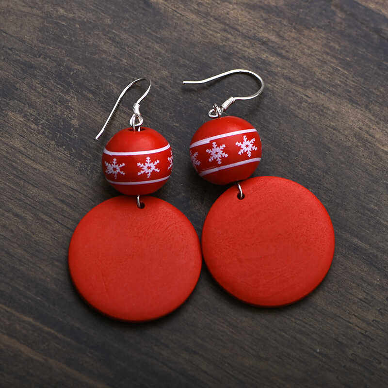 秋冬季圣诞耳环女气质红色圆圈吊坠个性百搭耳饰品纯银耳钩防过敏,淘宝优惠券,粉丝福利购,淘宝优惠卷