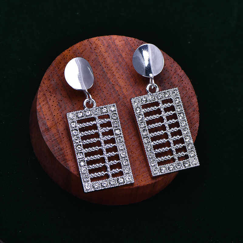 欧美日韩新款气质可爱大气算盘吊坠耳环个性简约女纯银耳钉防过敏,淘宝优惠券,粉丝福利购,淘宝优惠卷