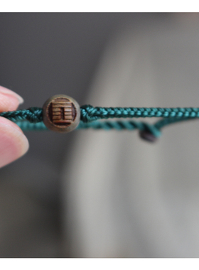 绿檀木绿色绳子手链吊坠风雷益