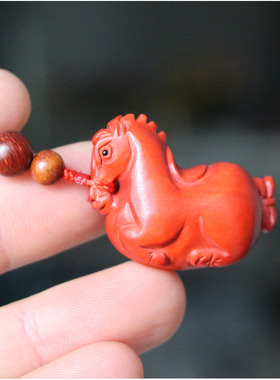 桃木红色马项链钥匙扣