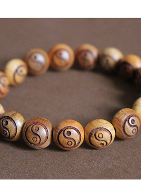 雕刻八卦图扭转乾坤十二生肖手串