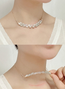 玉石女遮疤痕项链原创设计