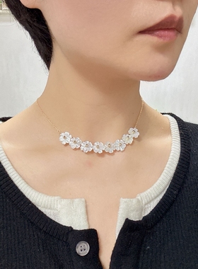 天然花朵贝壳女简约遮疤痕项链