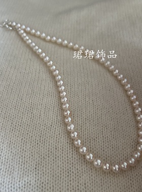 高品质天然淡水珍珠近正圆强光5-6mmbaby女生锁骨项链术后遮疤痕
