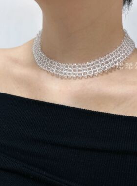 甲状腺遮挡疤痕水晶原创风项链
