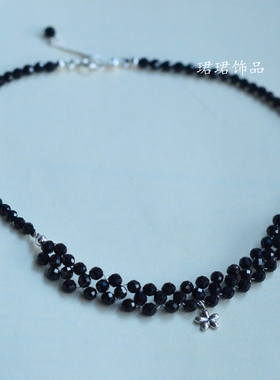 新款遮甲状腺术后遮挡疤痕黑尖晶石女式锁骨颈链经典百搭不翻转赞