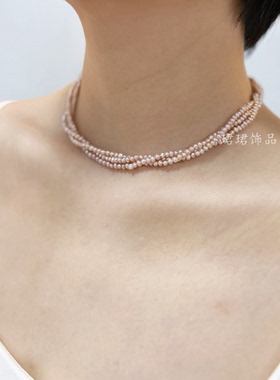 新品天然淡水珍珠甲状腺术后遮挡疤痕女锁骨颈链纹米珠原创设计