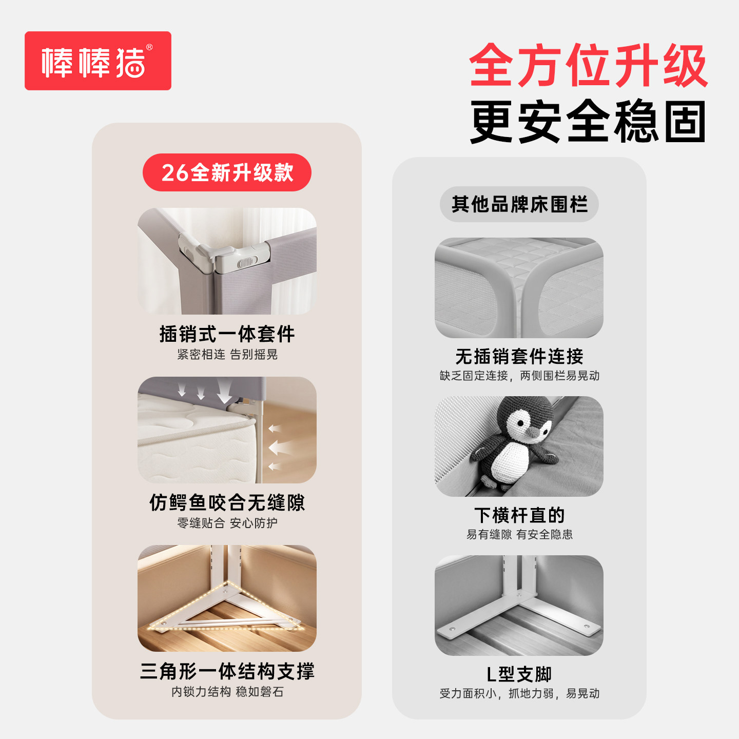 棒棒猪床围栏宝宝防摔防护栏婴儿床边挡板儿童防掉床上升降床护栏