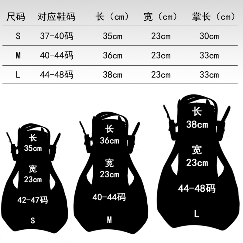 FISHFINE成人可调节式长脚蹼潜水自由潜深潜装备套装游泳浮潜蛙鞋-图1