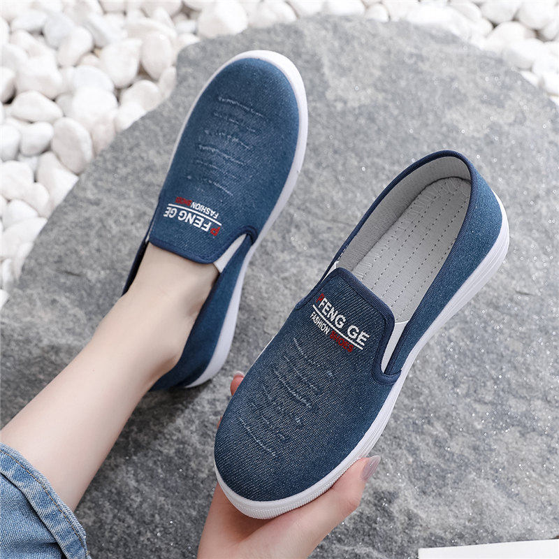 春秋新款老北京布鞋女单鞋平底防滑牛仔帆布鞋懒人百搭韩版学生鞋,淘宝优惠券,粉丝福利购,淘宝优惠卷