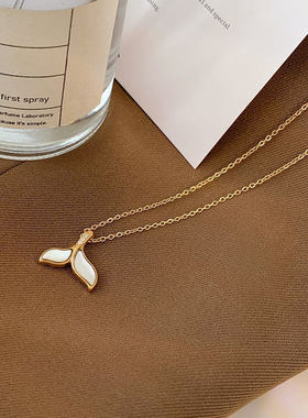 贝壳鱼尾项链钛钢项链