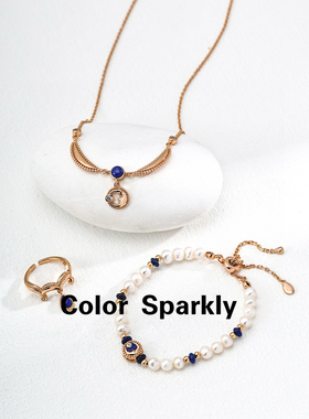 小众设计925银镀金青金石珍珠项链女轻奢高级感气质简约百搭项链