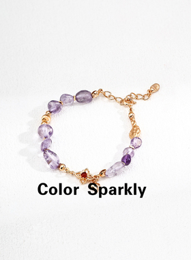 小众设计925银镀金紫水晶手链