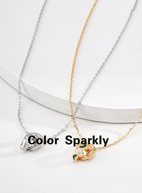 925银镀金双环锆石锁骨链