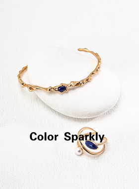Color Sparkly青金石系列戒指温柔艺术感曲线设计感开口戒指女