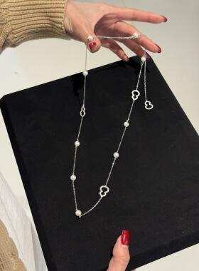 925银镀金珍珠葫芦毛衣链