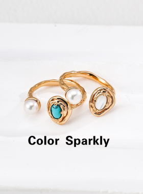 925银镀金绿松石轻奢百搭女戒