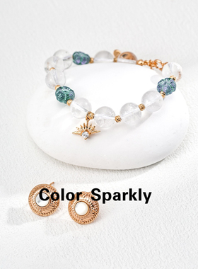 925银镀金白水晶琉璃珠手链