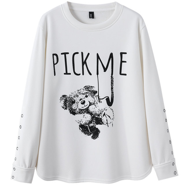 Large size loose creative cartoon pattern pure cotton bottoming shirt