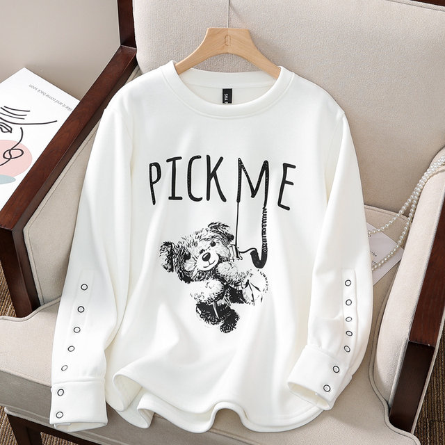 Large size loose creative cartoon pattern pure cotton bottoming shirt
