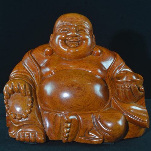 红木弥勒佛木雕车载花梨大肚笑佛玄关中式坐佛雕刻实木摆件工艺品 - 图1