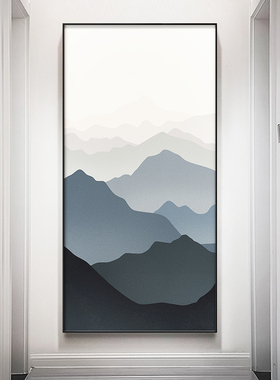网红现代关简约入户玄装饰画山景川象风走过抽道尽头背景墙壁廊画